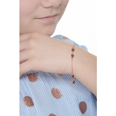 Bracelet femme Fantaisie en or jaune 18k avec six coccinelles
