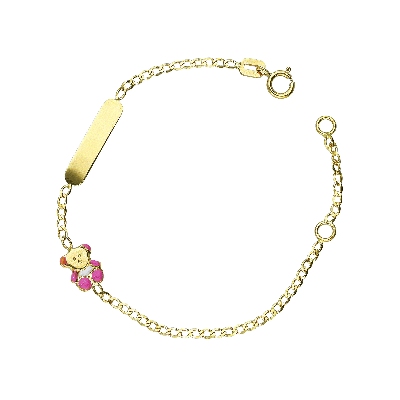 Bracelet pour enfant en or jaune 18 ct avec ourson personnalisable