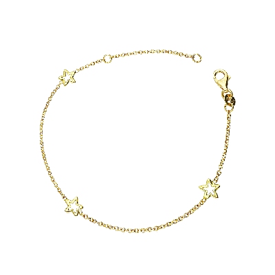 Bracelet enfant avec trois étoiles en or jaune 18k