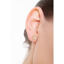 Boucles d'oreilles papillon en or jaune 18k avec zircons 2