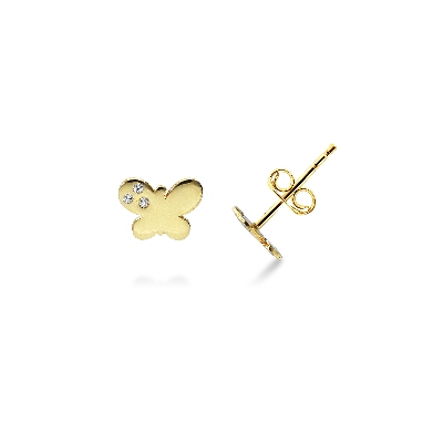 Boucles d'oreilles papillon en or jaune 18k avec zircons