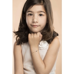 Bracelet ajustable en or jaune et blanc 750 avec fleur 2