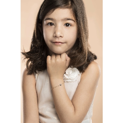 Bracelet ajustable en or jaune et blanc 750 avec fleur