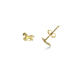 Boucles d'oreilles en or jaune 18k avec petit cheval.