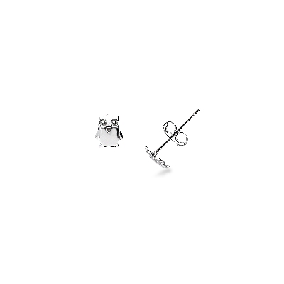 Boucles d’oreilles en or blanc 18k avec petit hibou