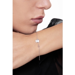 Bracelet symbolique or blanc 18 carats avec ange et zircons 2