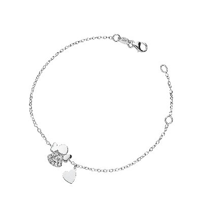 Bracelet symbolique or blanc 18 carats avec ange et zircons