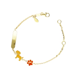 Bracelet or jaune 18k avec un petit chien jaune