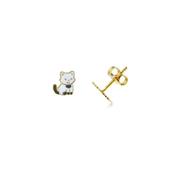 Boucles d’oreilles en or jaune 18k avec chaton