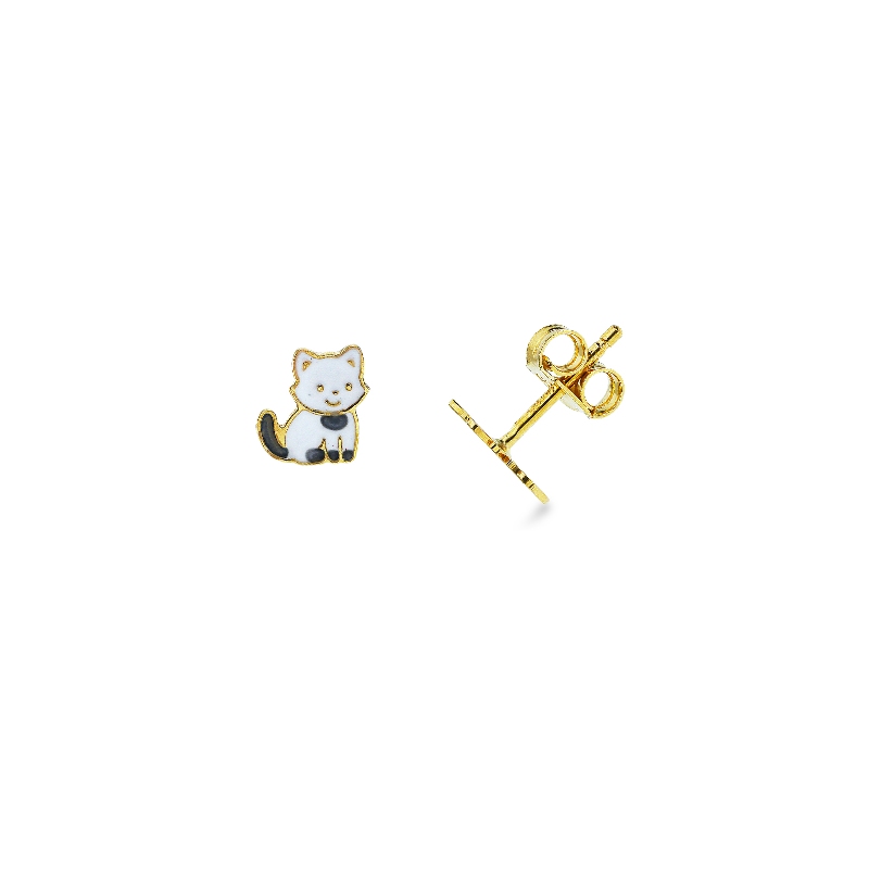 Boucles d’oreilles en or jaune 18k avec chaton