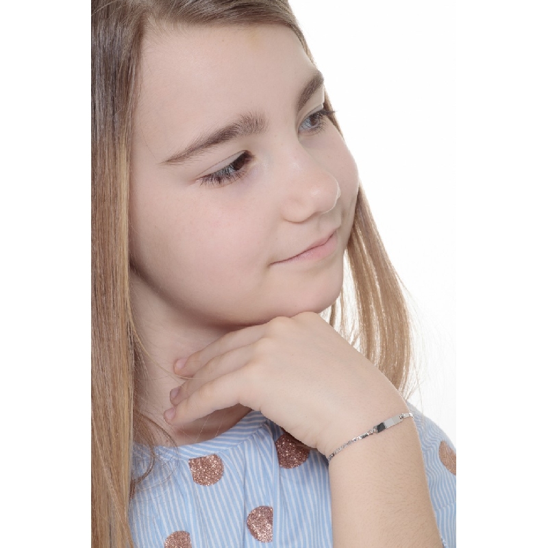 Bracelet en or blanc 18k avec plaquette gravable