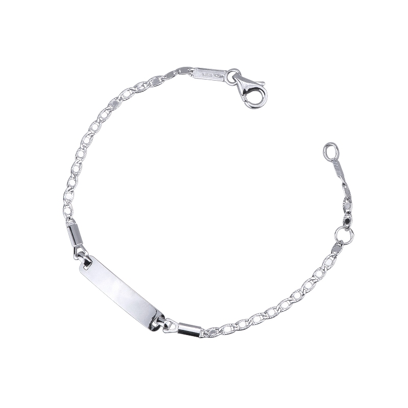 Bracelet en or blanc 18k avec plaquette gravable