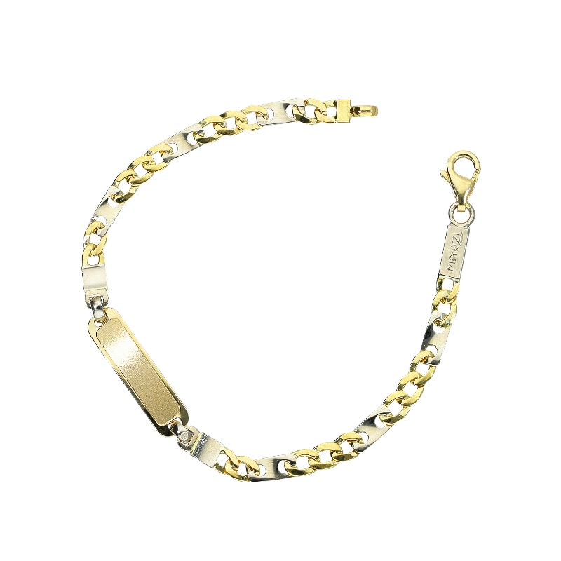 Bracelet enfant en or jaune 18k avec plaque 14 cm