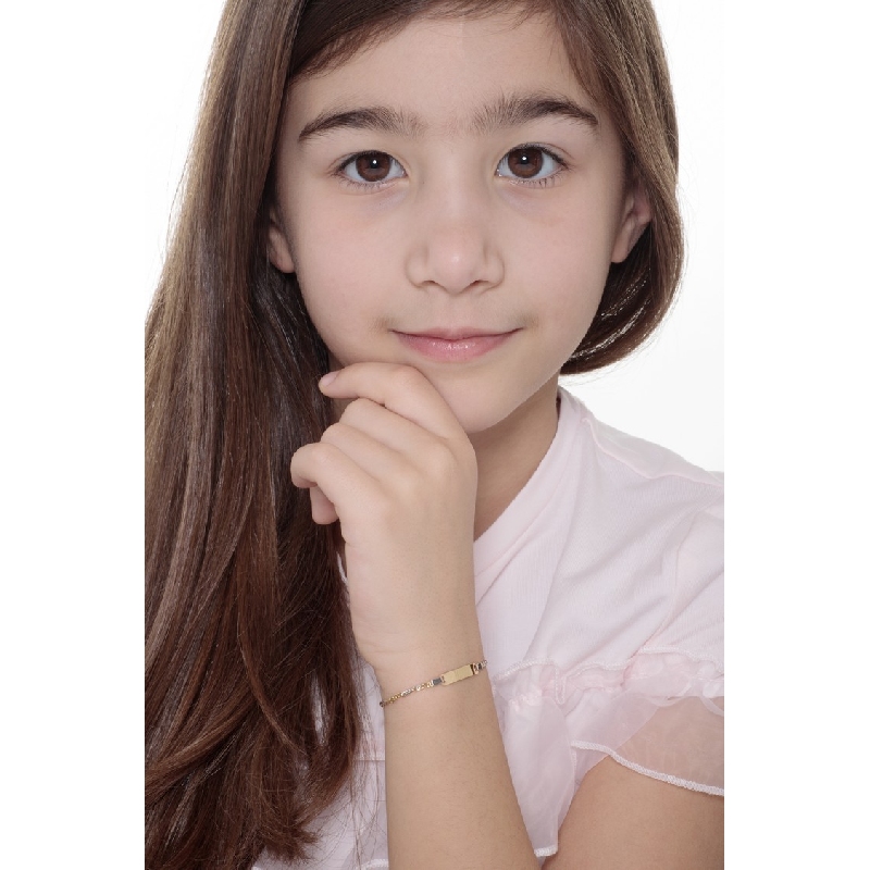 Bracelet en ors 18 carats avec plaque gravable, 14,5 cm