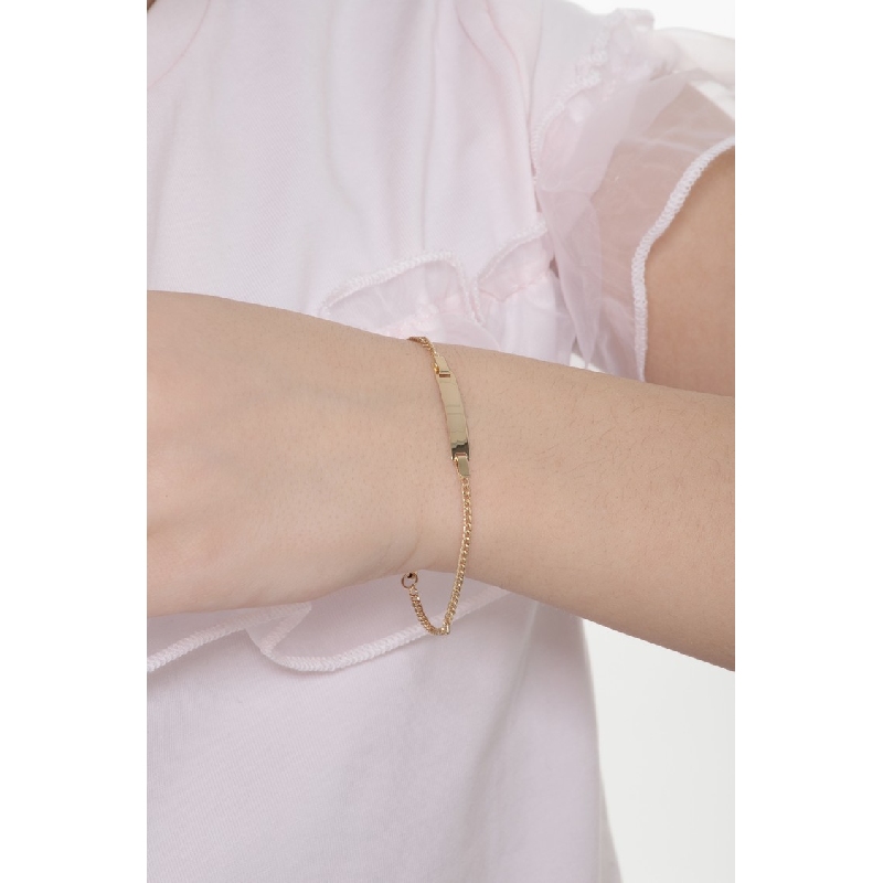 Bracelet en or jaune 18k avec plaque gravable