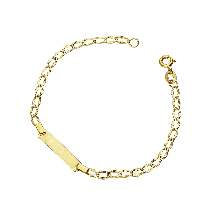 Bracelet or jaune 18k plaque personnalisable 14,5 cm