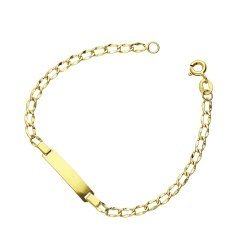 Bracelet avec plaque gravable en or jaune 18k, 14 cm