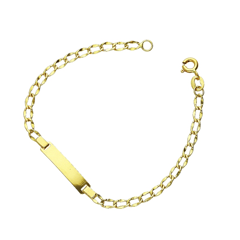 Bracelet avec plaque gravable en or jaune 18k, 14 cm