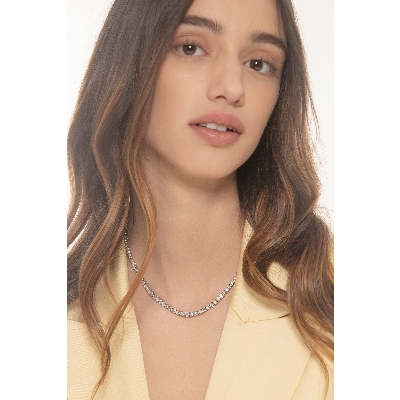 Collier tennis en or blanc 18k avec diamants