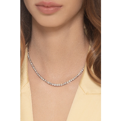 Collier tennis en or blanc 18k avec diamants