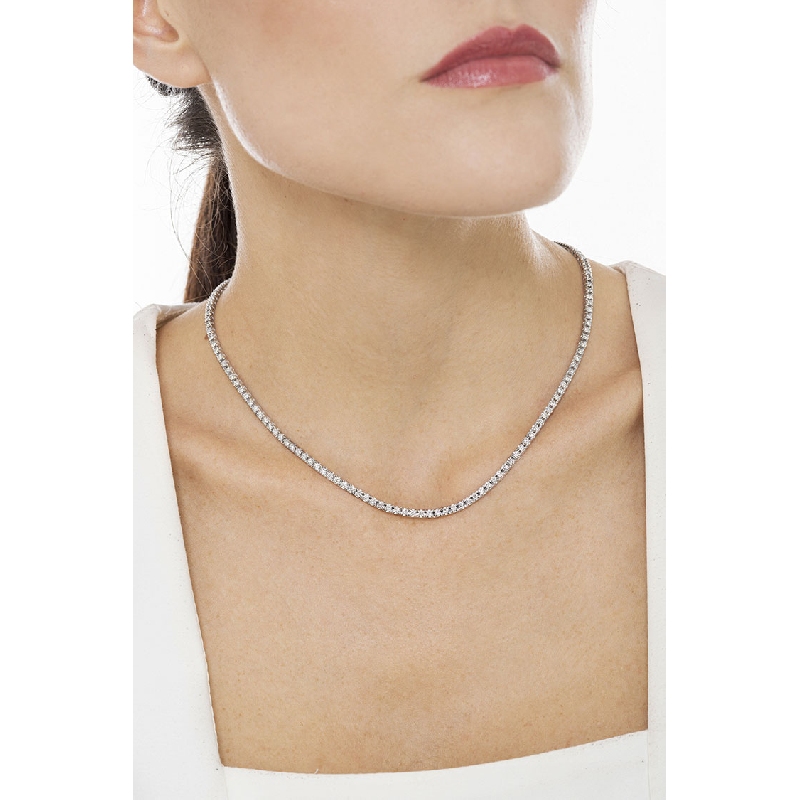 Collier rivière en or blanc 18k avec diamants blancs