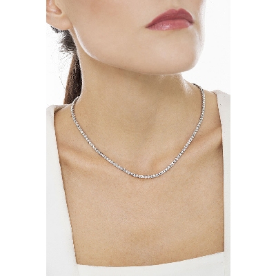 Collier rivière en or blanc 18k avec diamants blancs