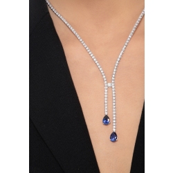 Collier tennis en or blanc 18k avec diamants et saphirs bleus 2