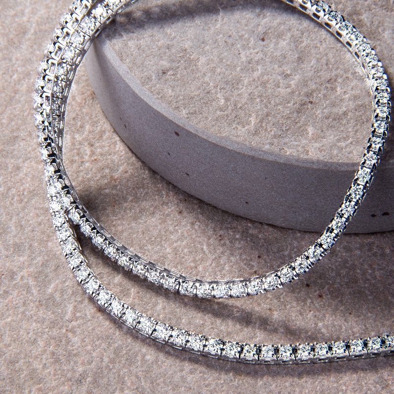 Rivière de diamants collier or blanc 18k