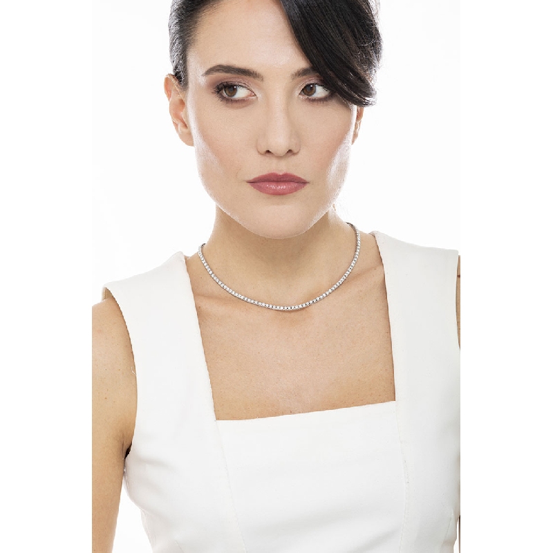 Rivière de diamants collier or blanc 18k