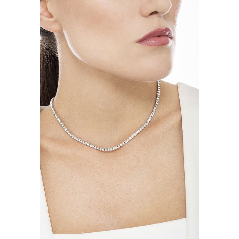 Rivière de diamants collier or blanc 18k