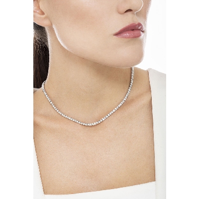 Rivière de diamants collier or blanc 18k