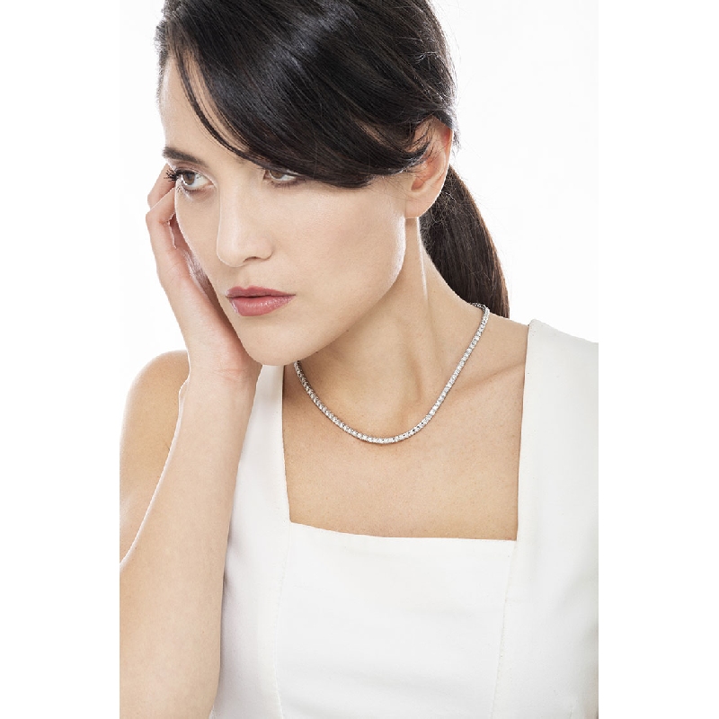 Rivière de diamants collier or blanc 750