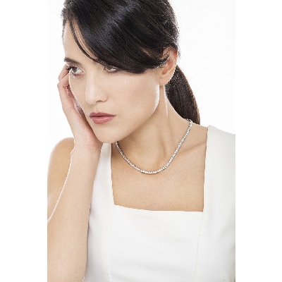 Rivière de diamants collier or blanc 750