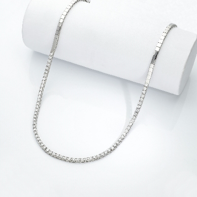 Collier tennis en or blanc 750 avec diamants