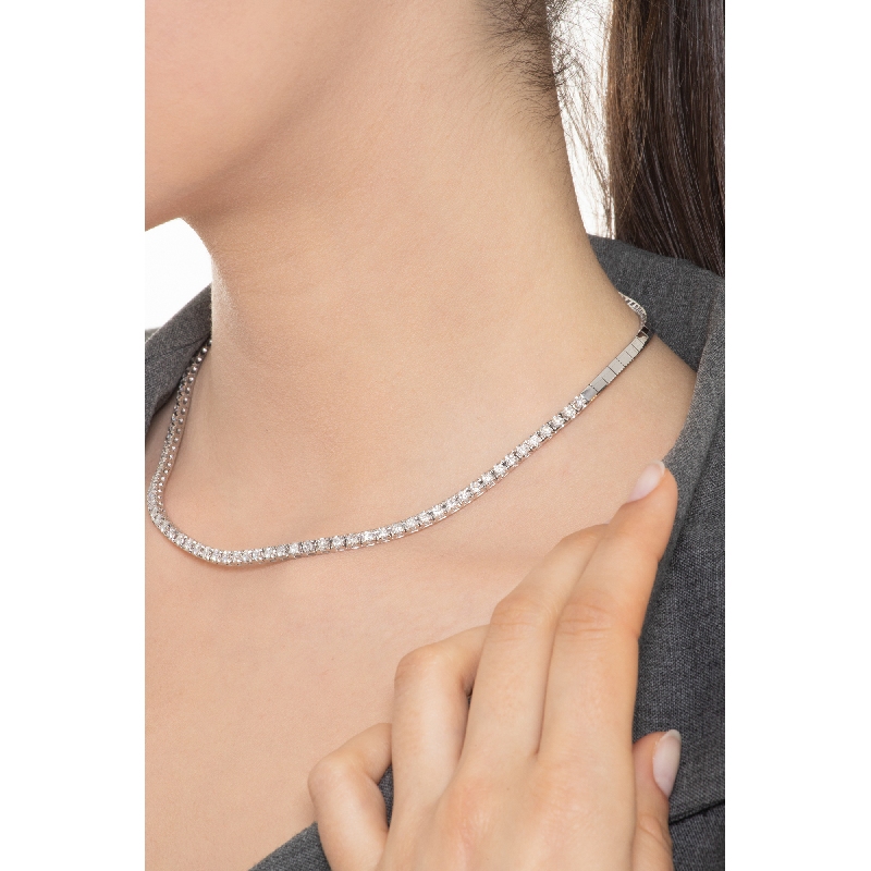 Collier tennis en or blanc 750 avec diamants