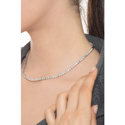 Collier tennis en or blanc 750 avec diamants