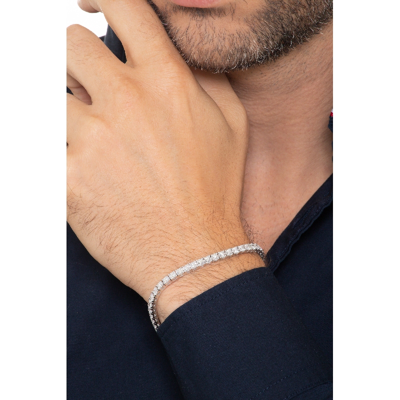 Bracelet tennis diamants or blanc 18k/750