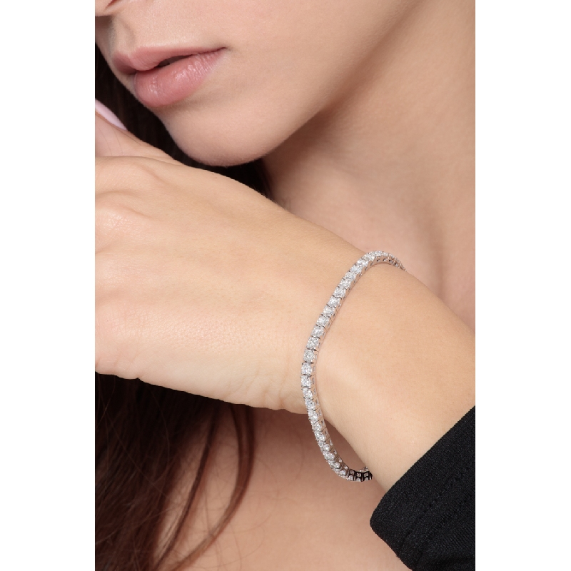 Bracelet tennis diamants or blanc 18k/750