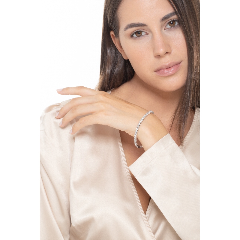 Bracelet tennis unisexe en or blanc 18K avec diamants 