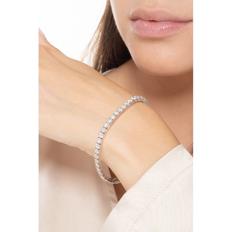 Bracelet tennis unisexe en or blanc 18K avec diamants 