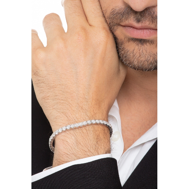 Bracelet tennis homme femme or blanc diamants or 750