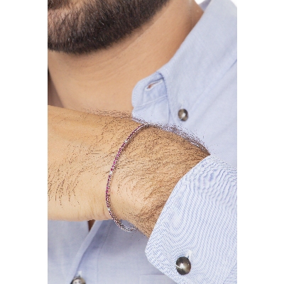 Bracelet Rivière Rubis en or blanc 18k et diamants