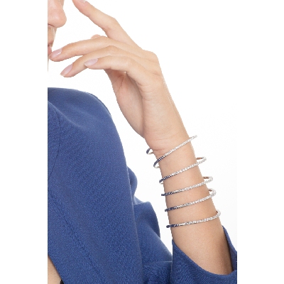 Bracelet femme ressort en or blanc 18k avec diamants