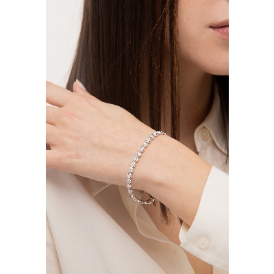  Bracelet Tennis en Or Blanc 18k serti de diamants ronds