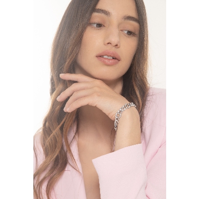 Bracelet groumette en or blanc 750 avec diamants