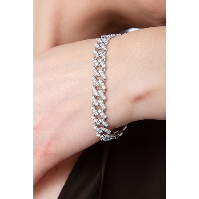 Bracelet Groumette en or blanc 18k avec diamants
