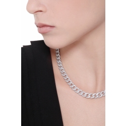 Collar gourmette en oro blanco de 18k con diamantes 2