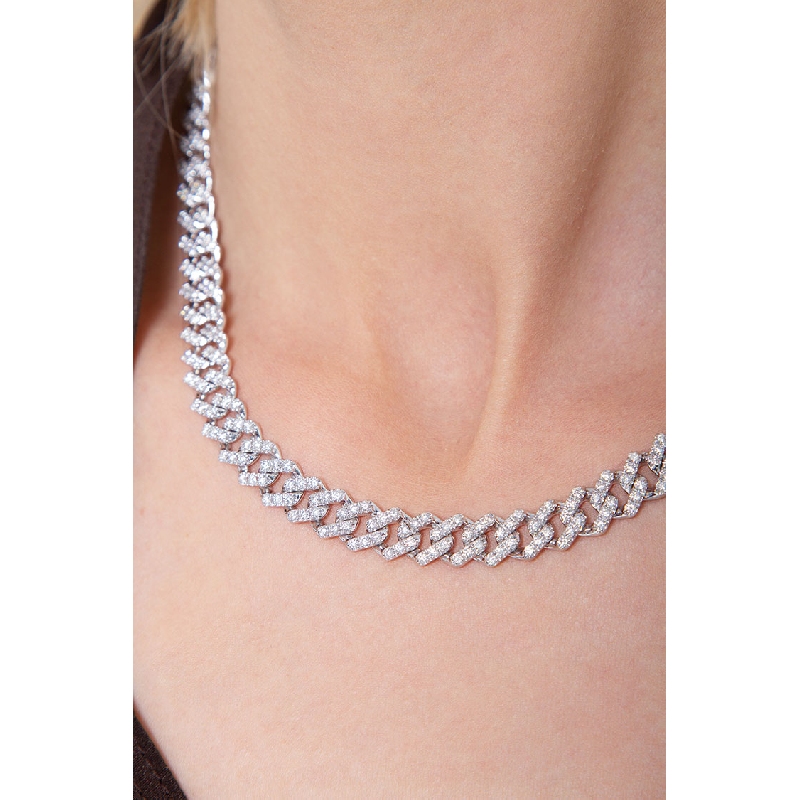 Cuban Link chaine or blanc 18 k et diamants