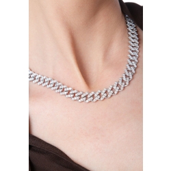 Collier groumette en or blanc 18k serti de diamants 2