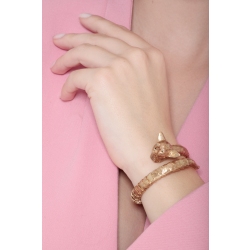 Bracelet semi-rigide en or jaune en forme de chien avec diamants 2